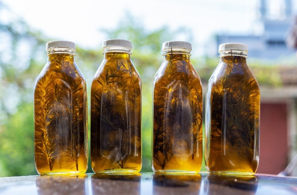 homemade infused olive oil bottle