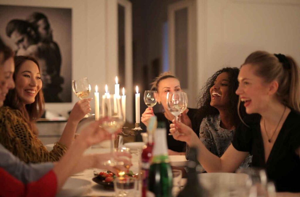 honest conversation between friends at dinner party