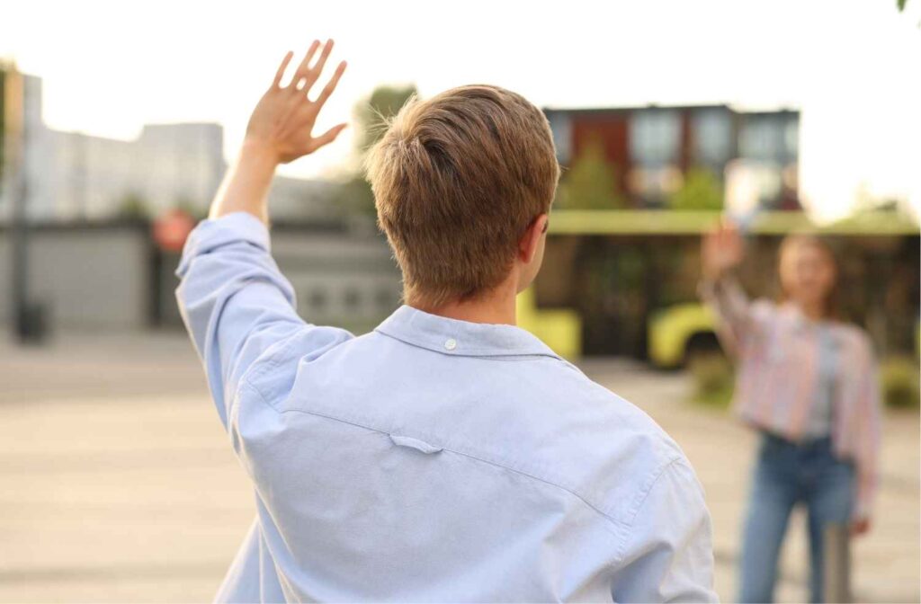 host saying goodbye at front door