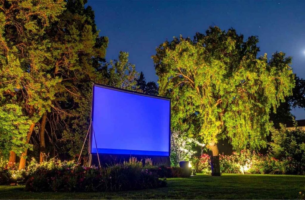 large outdoor projector screen backyard