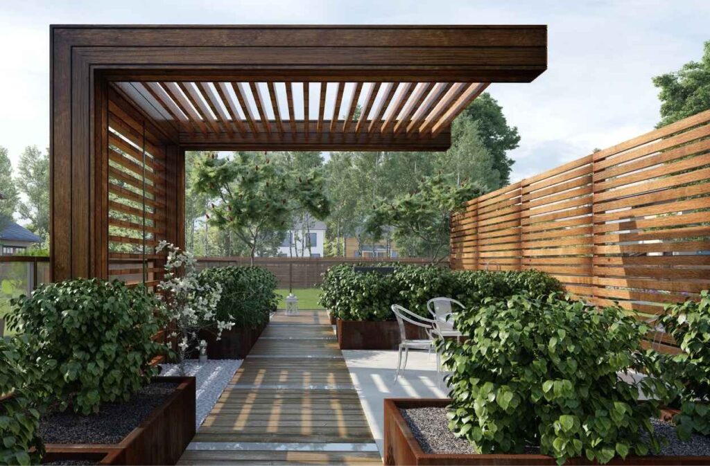 large planter in patio
