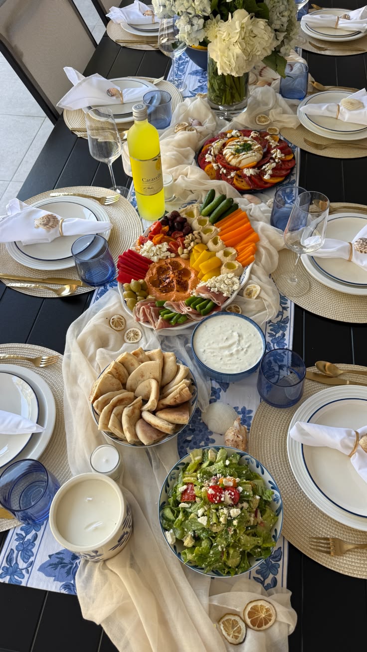 Mediterranean feast dinner party table