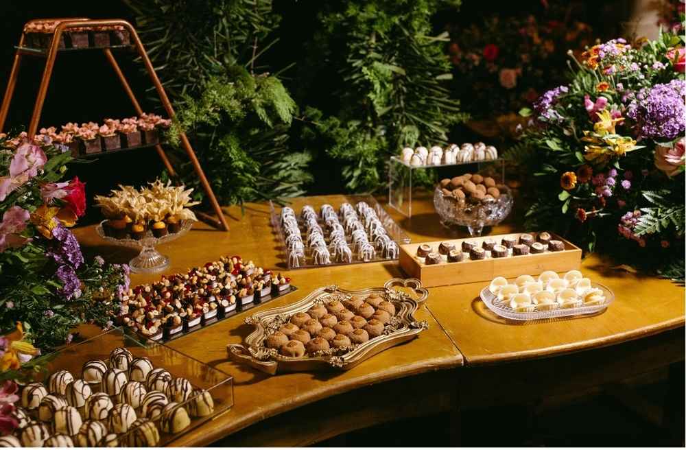 outdoor dessert table evening