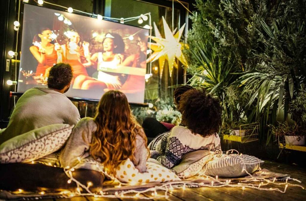 outdoor movie night floor cushions