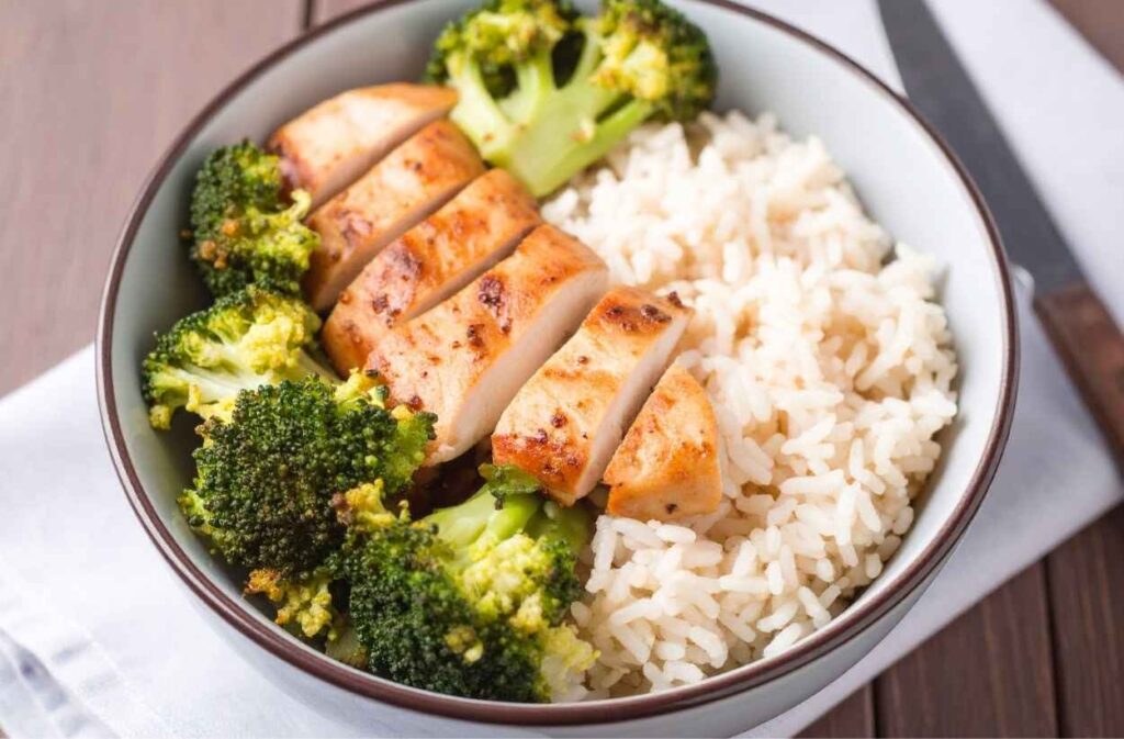 outdoor rice bowl dinner