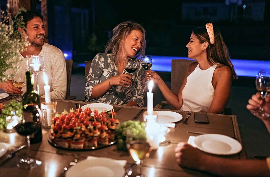 quiet backyard dinner party evening