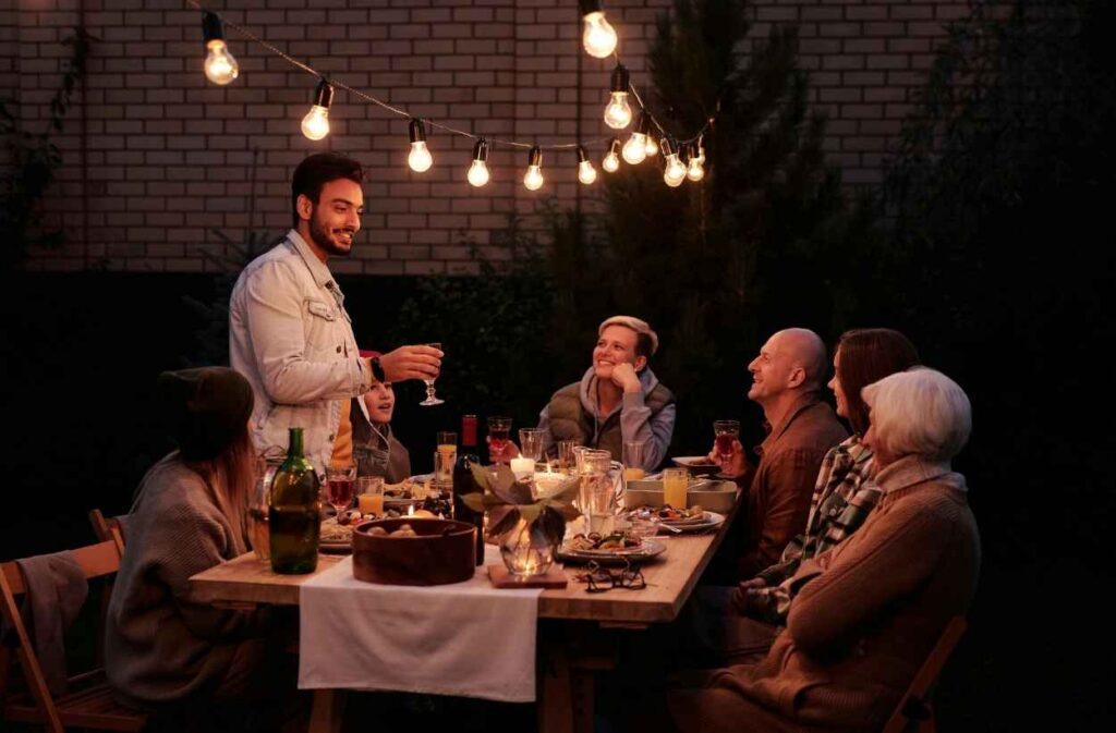 relaxed backyard evening gathering