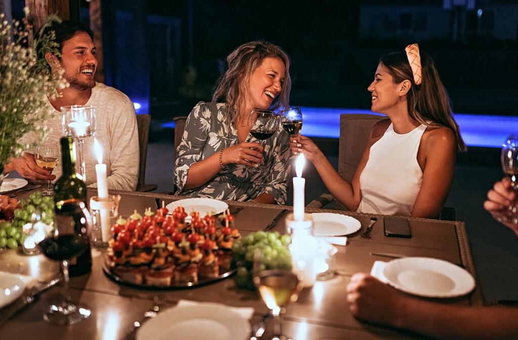 relaxed backyard evening party