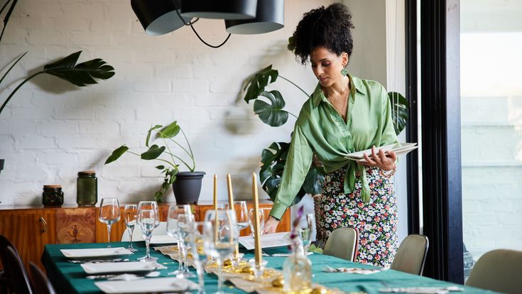 stressed host entertaining guests home