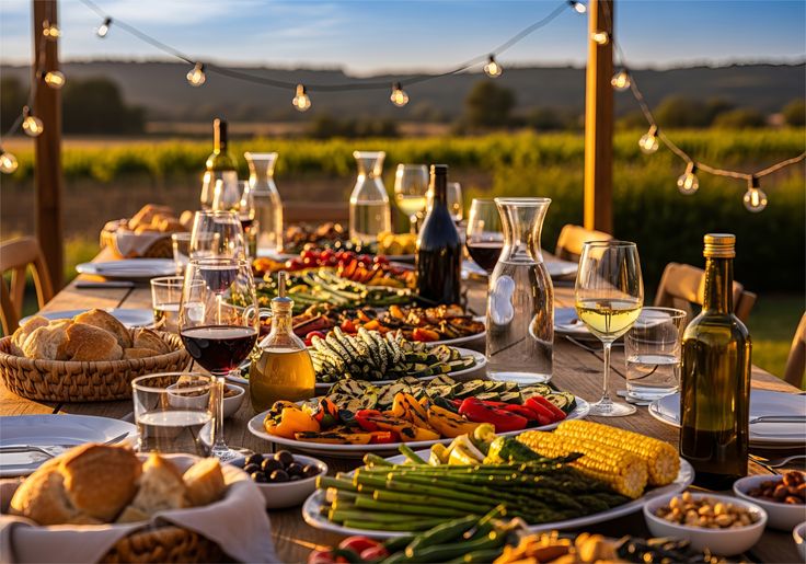 summer vegetable dinner table