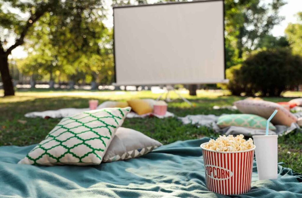 sunset backyard movie night