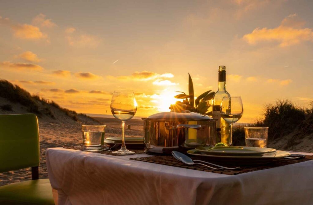 sunset outdoor dinner