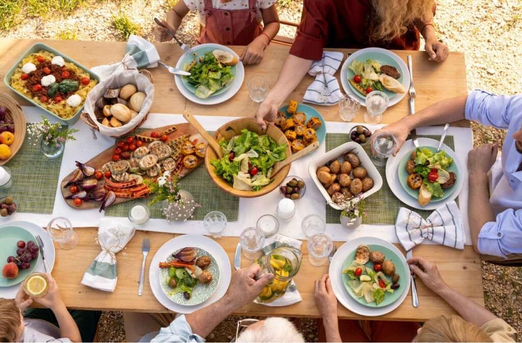 vegetarian outdoor dinner party