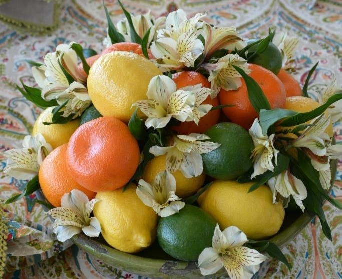 Bowl of Citrus and Fresh Herbs centerpiece