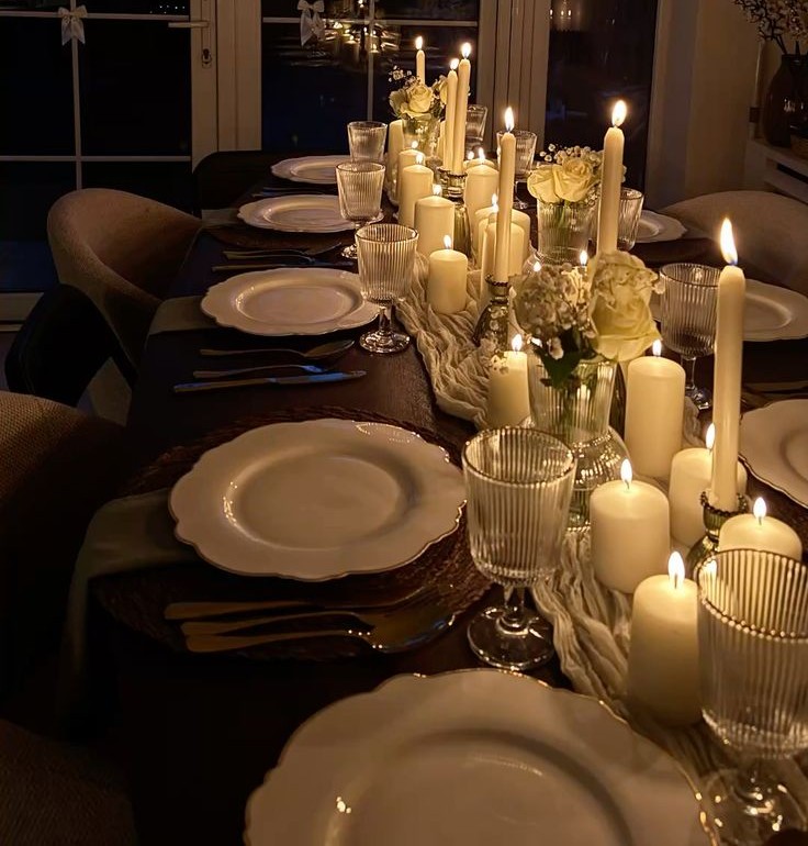 candlelit indoor dinner