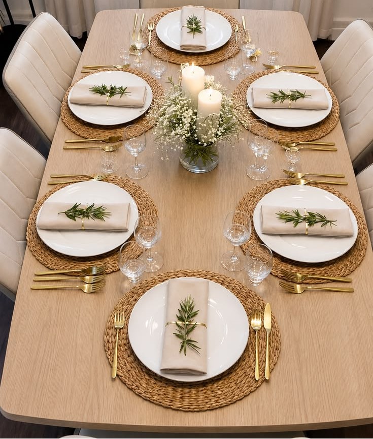 Cream and Natural Wood Tablescape