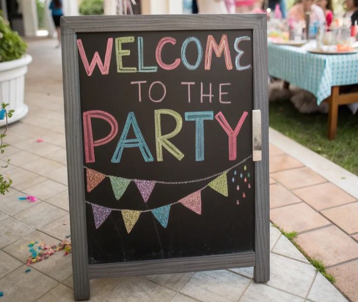 DIY framed welcome sign party
