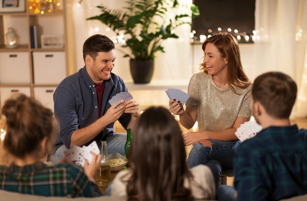Friends participating in a simple party activity
