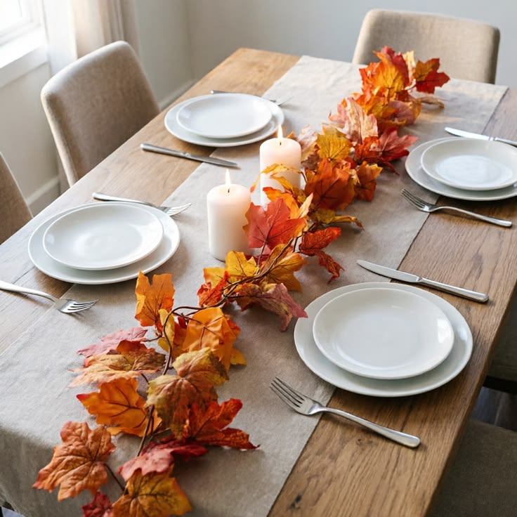 Seasonal leaves table decoration party