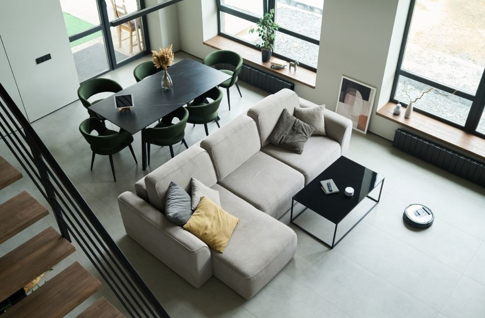 Tidy new home with a clean living room, dining area