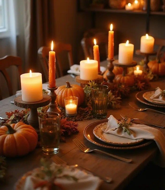 candlelit autumn dining room