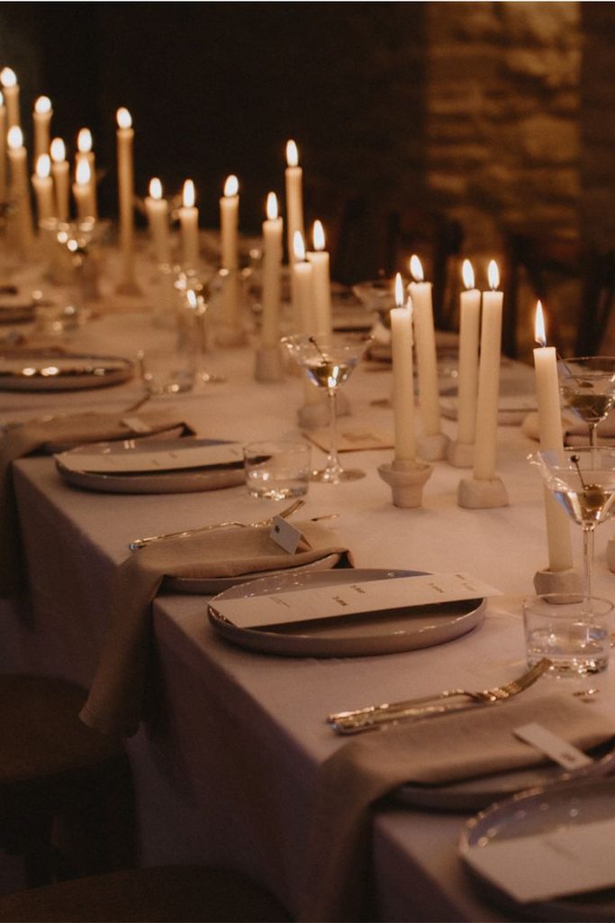 candlelit winter dinner