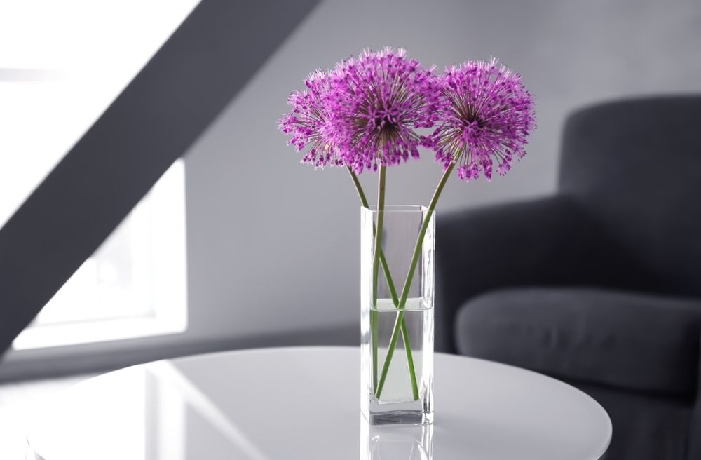 clear glass vase flowers table