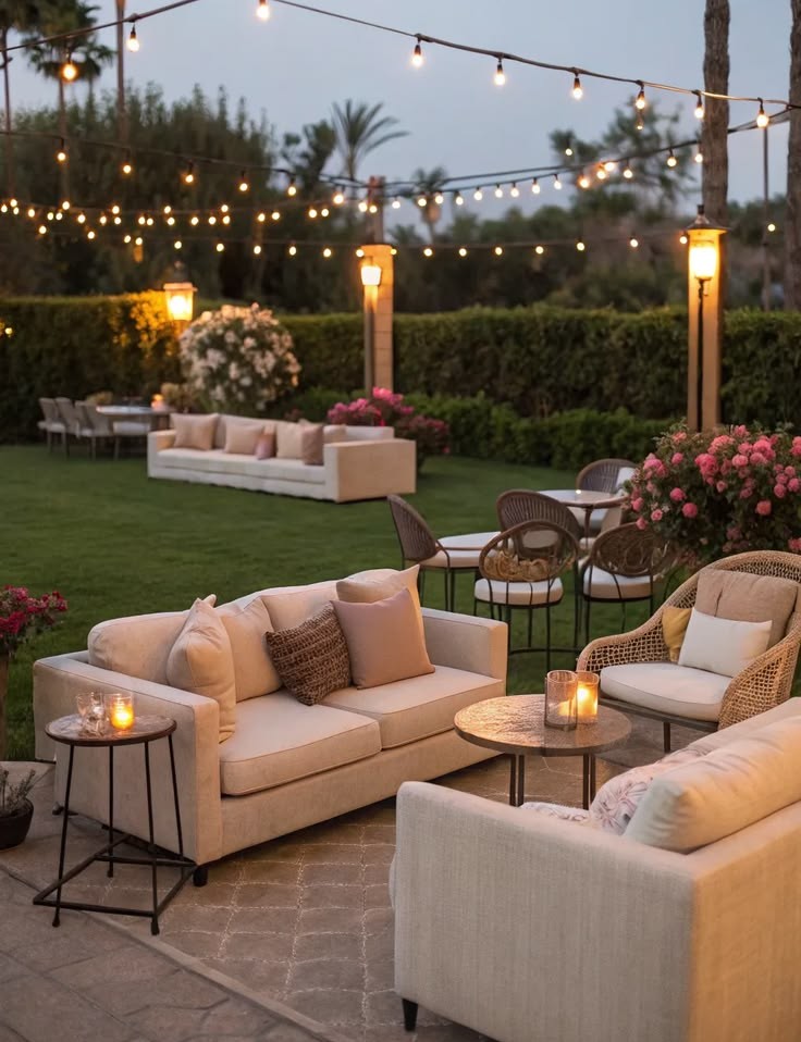 cozy outdoor party seating