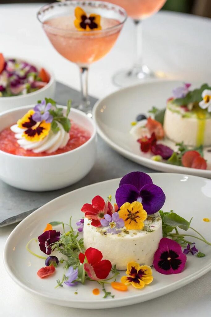 edible flowers spring table setting