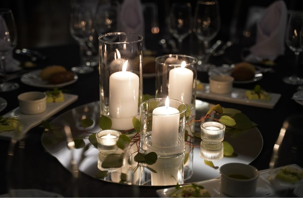 elegant dinner table candles details
