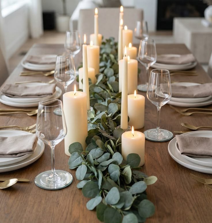 eucalyptus linen tablescape
