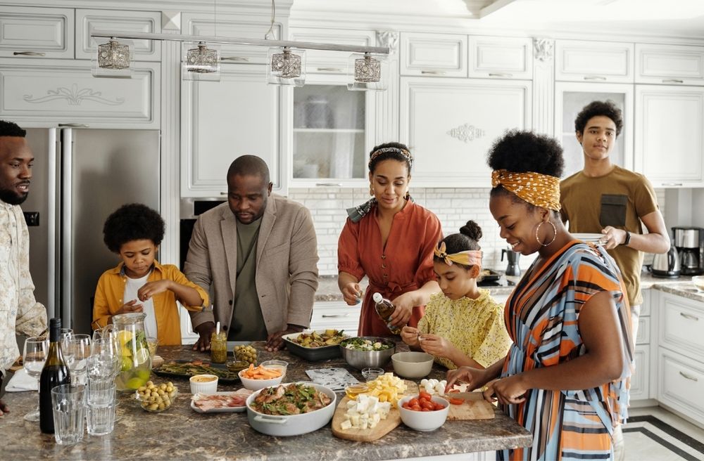 family cooking together