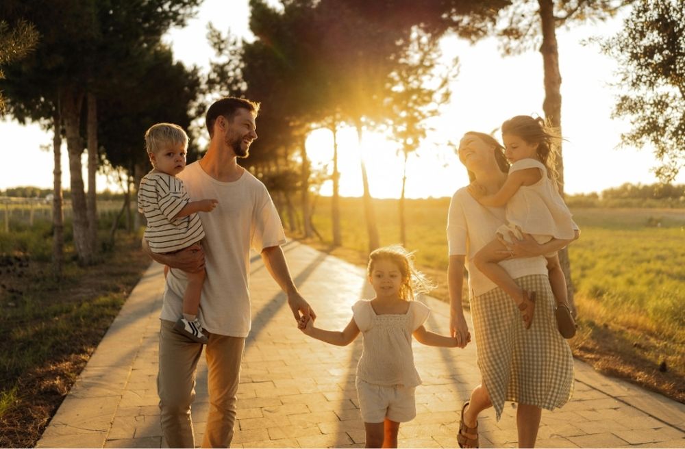 family evening walk