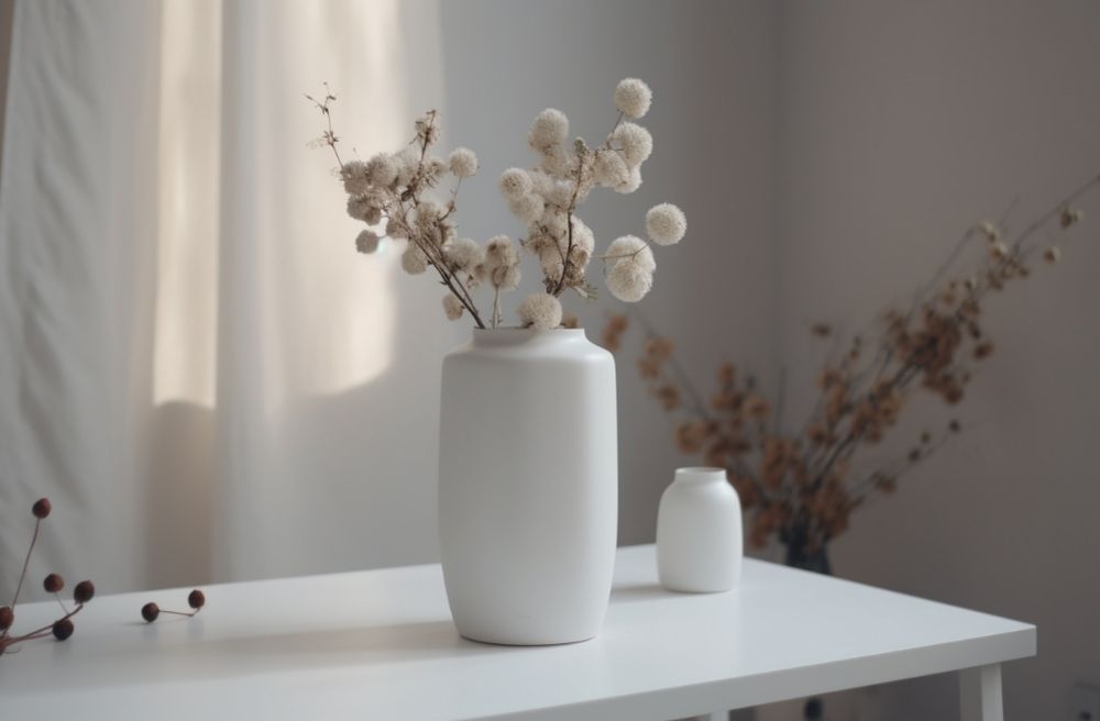 faux flowers in elegant vase