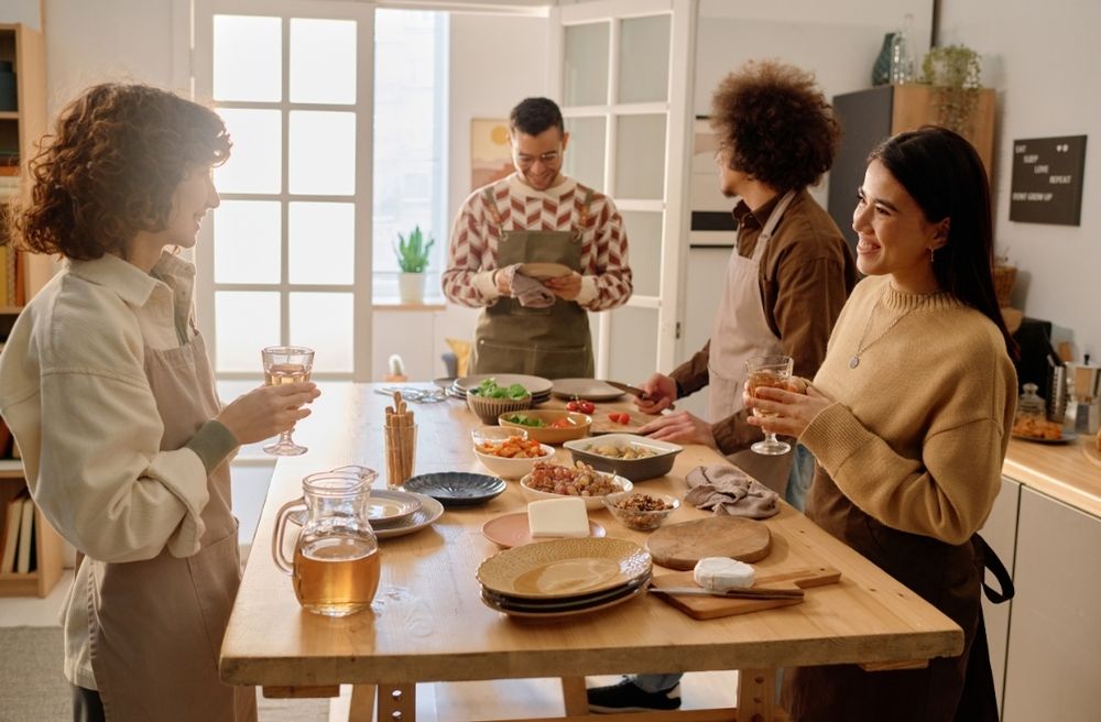 friends helping in the kitchen