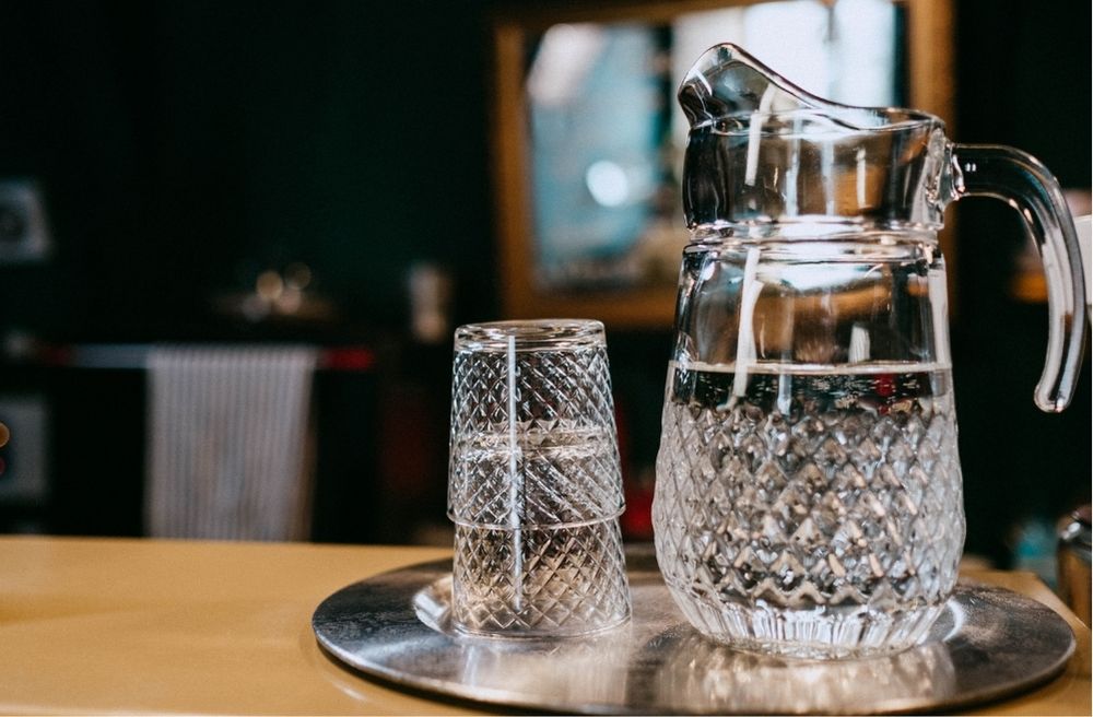 glass pitcher drinks table