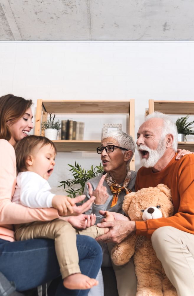 grandparents visiting family home