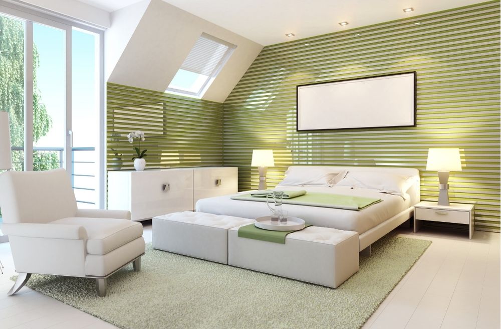 green accent bedroom
