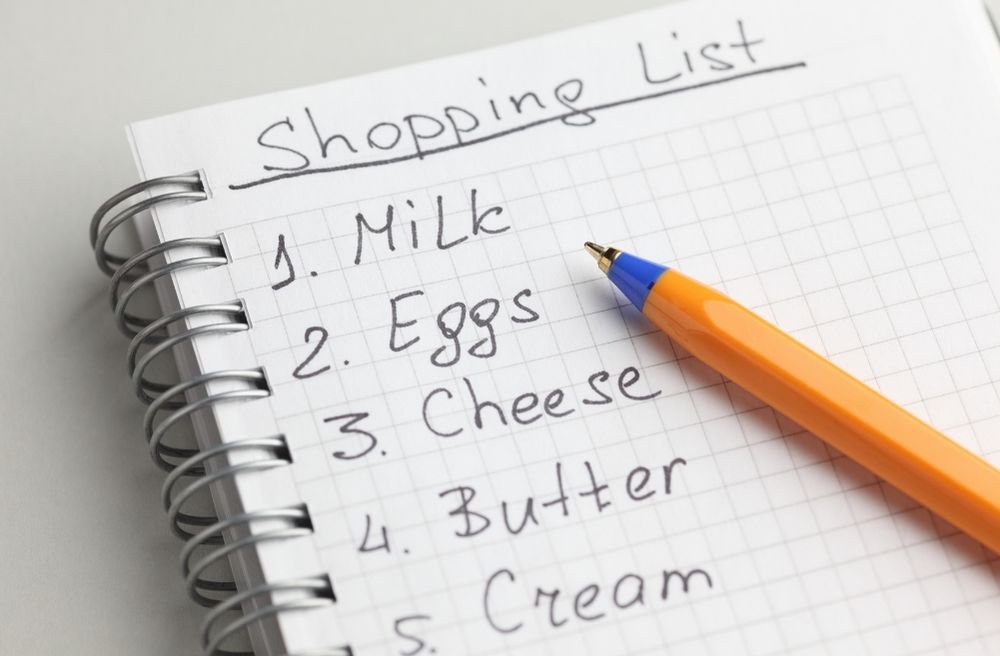 grocery shopping list ingredients