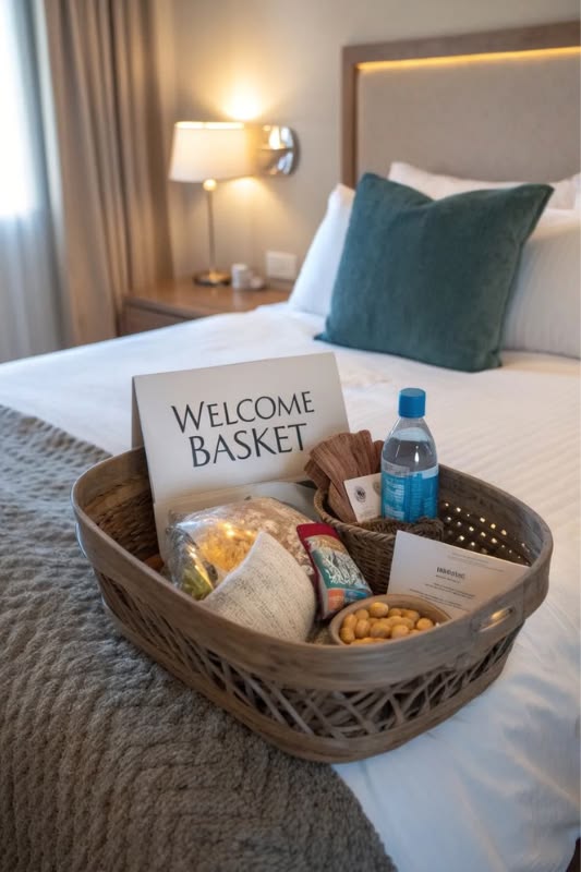 bedroom welcome basket