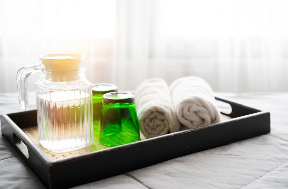 guest bedroom welcome tray