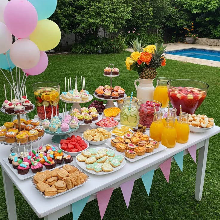 outdoor party dessert table
