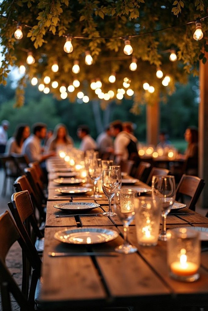 outdoor string lights dinner
