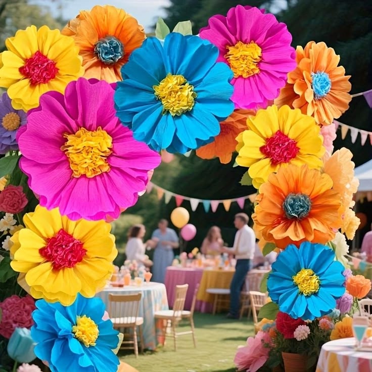 oversized paper flowers party decor