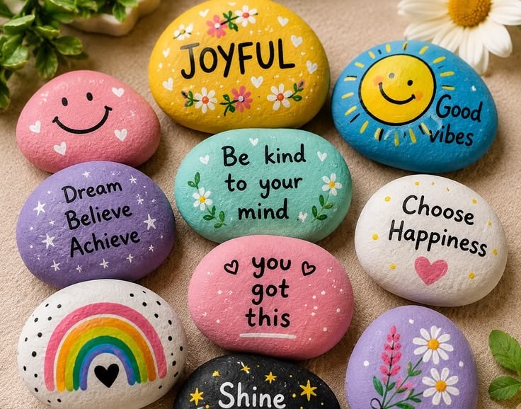 painted rocks party decor