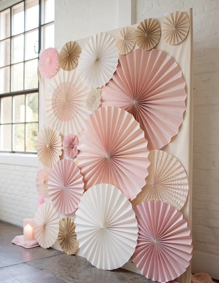 paper fan party backdrop