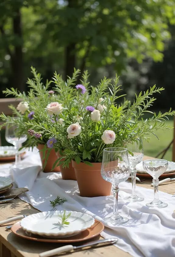 potted plants party decor