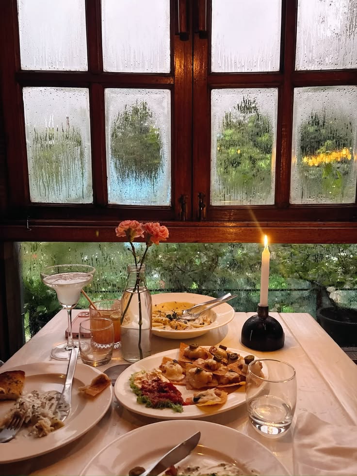 rainy evening cozy dinner