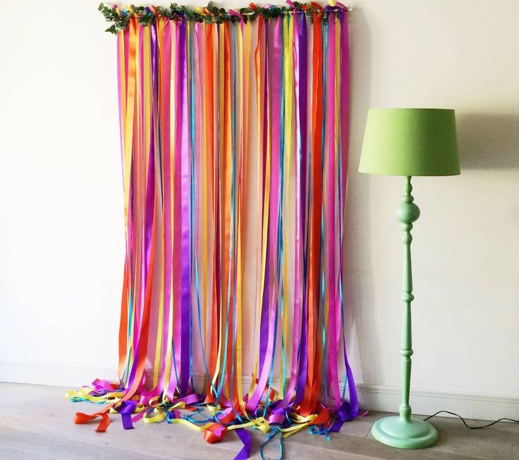ribbon backdrop party decor