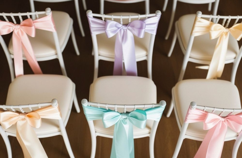 ribbon decorated party chairs